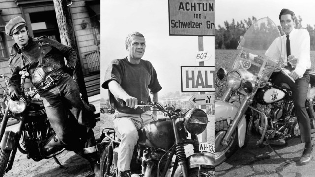 Vintage photos of celebrities on motorcycles
