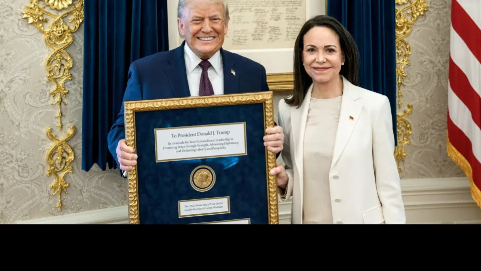 María Corina Machado gives Trump her Nobel Peace Prize medal